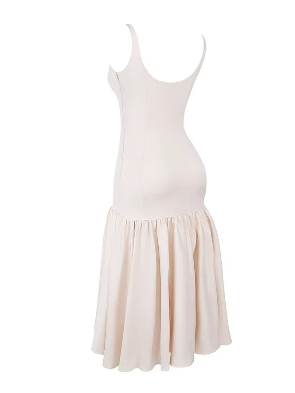 Vestido Creme Cintura Baixa Julienne