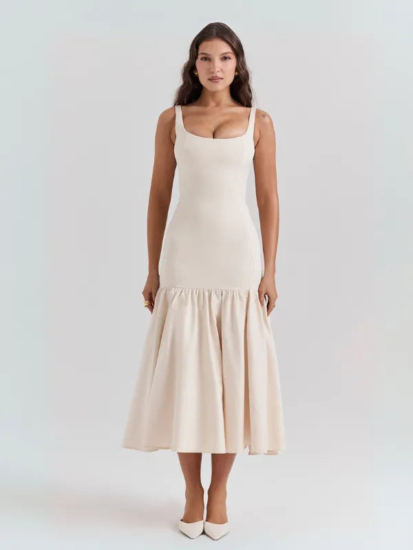 Vestido Creme Cintura Baixa Julienne