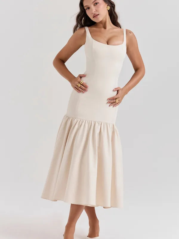 Vestido Creme Cintura Baixa Julienne