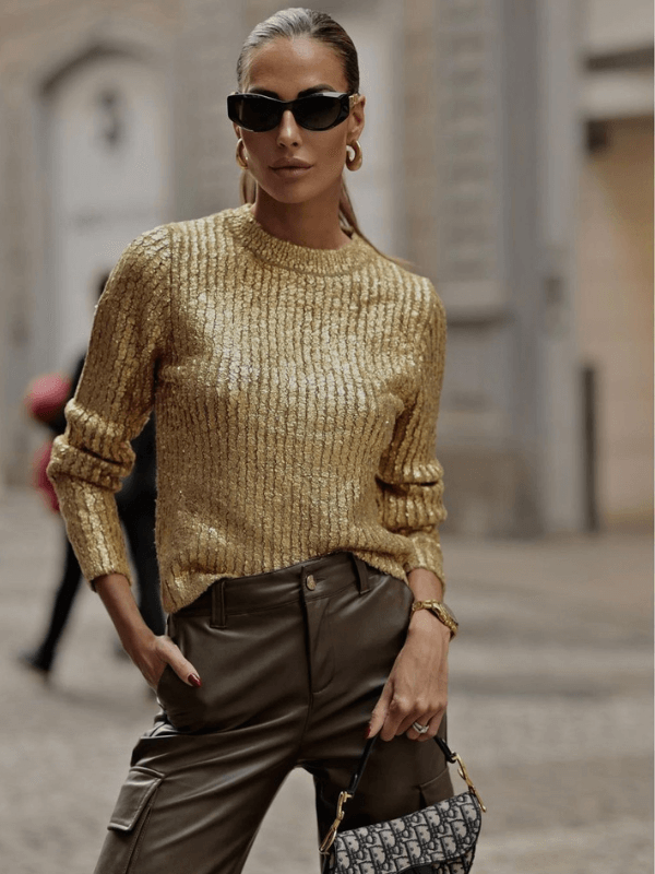 Suéter Metalizado Dourado Megan